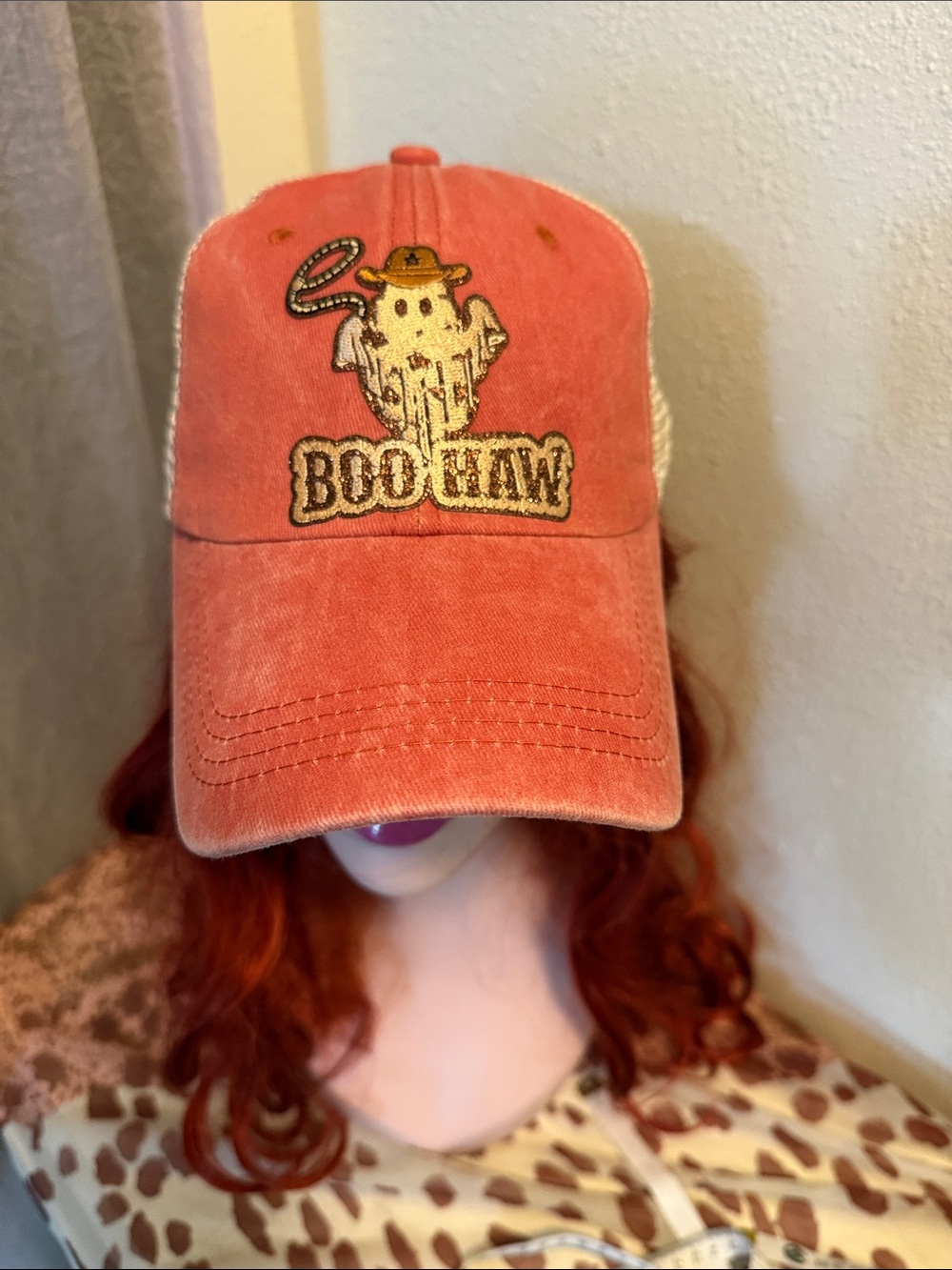 Rusty Orange ‘Boo Haw' Embroidered Hat